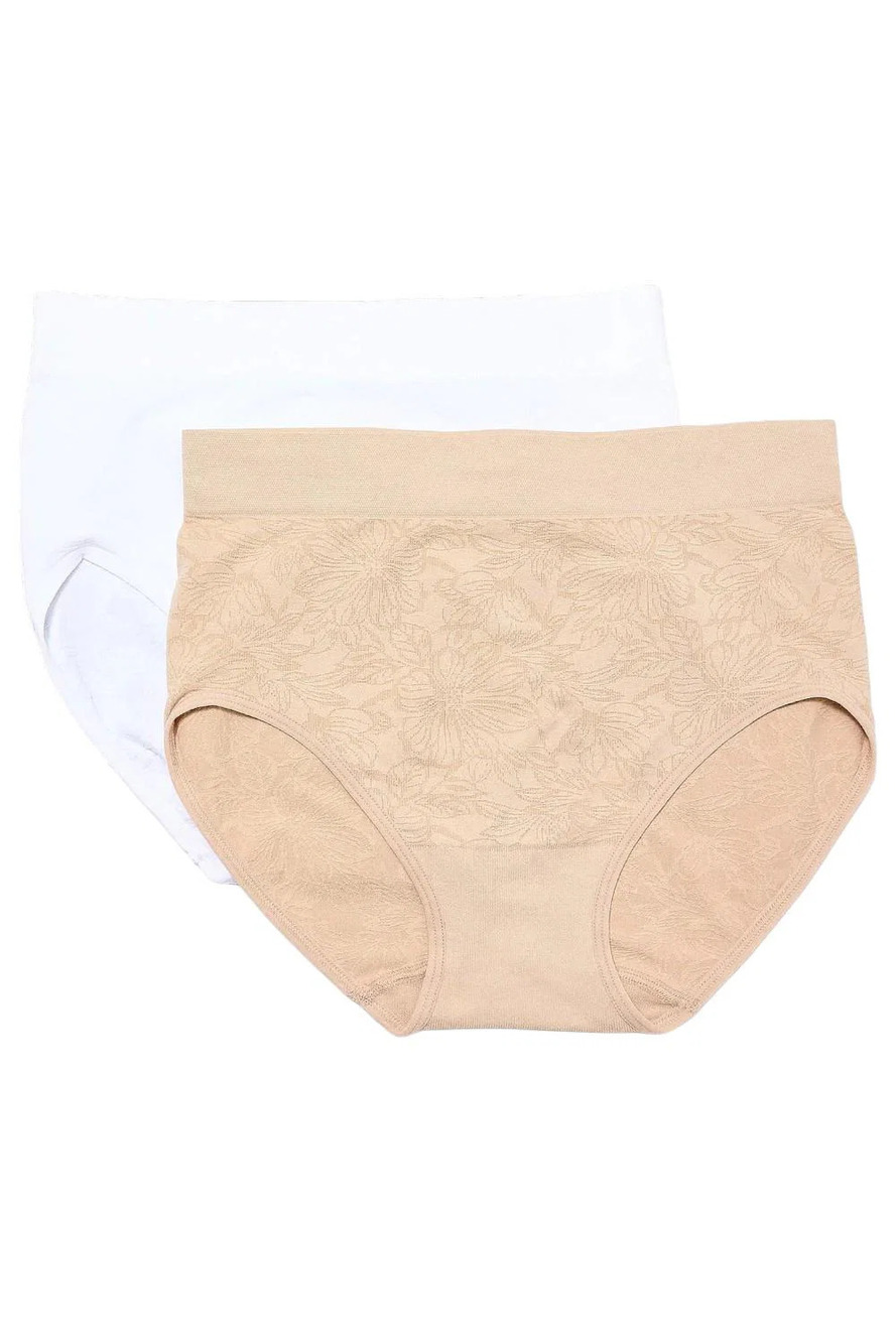 Breezies 2-Pack Floral Jacquard Seamless Full Brief Basic Pack - Regular